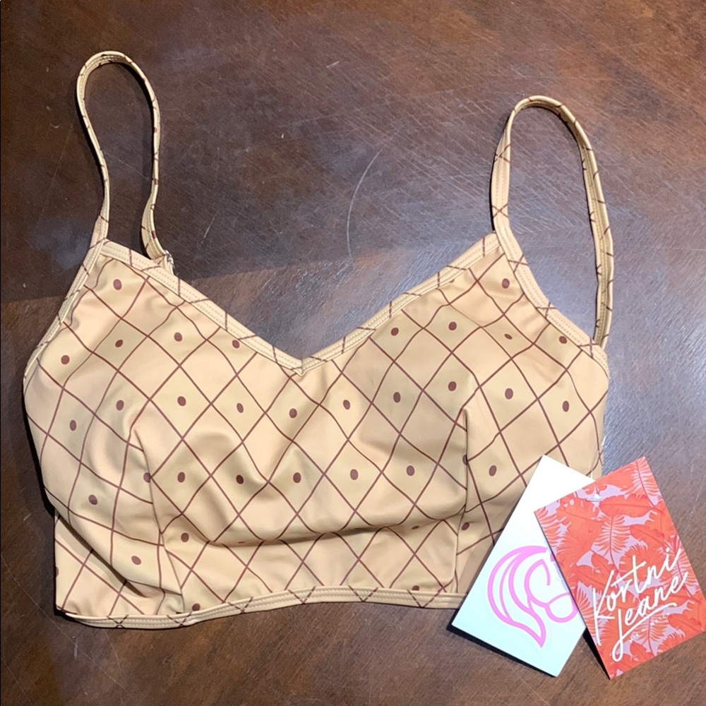 Kortni Jeane Tan Quilted Soft Swim Top - NWT - Size XS